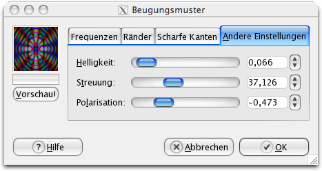 Eigenschaften (Andere Einstellungen) für das Filter Beugungsmuster
